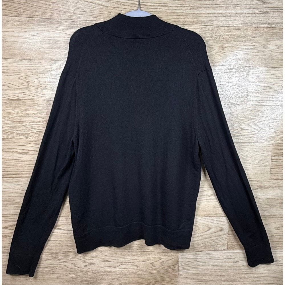 Banana Republic Italian Merino Wool Black Quarter Zip Sweater Large 734375